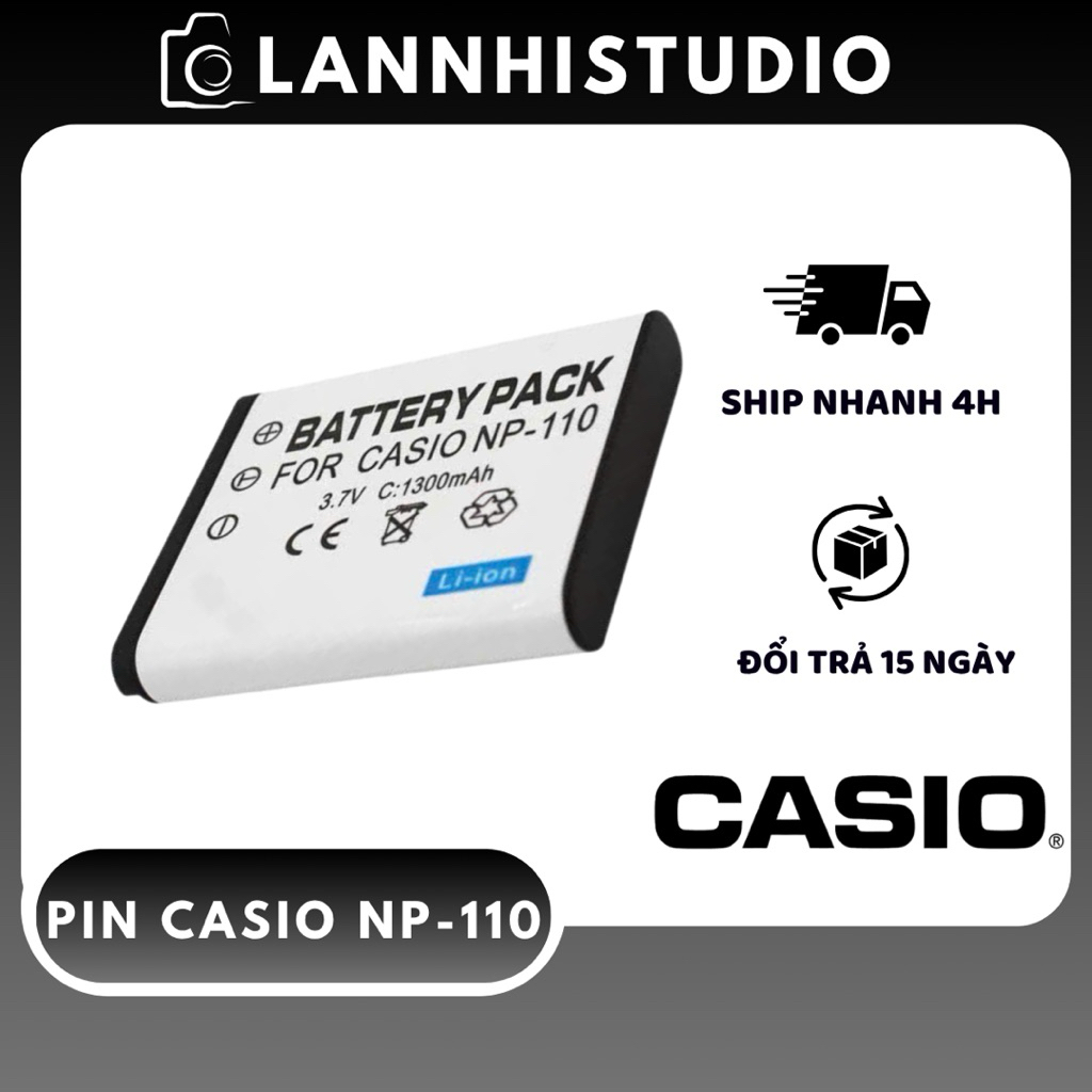 Pin Máy Ảnh Casio NP-110 - 1300mAh Cho Casio Exilim EX-Z2000, EX-Z2300, EX-Z3000, EX-ZR10, ZR15, ZR2