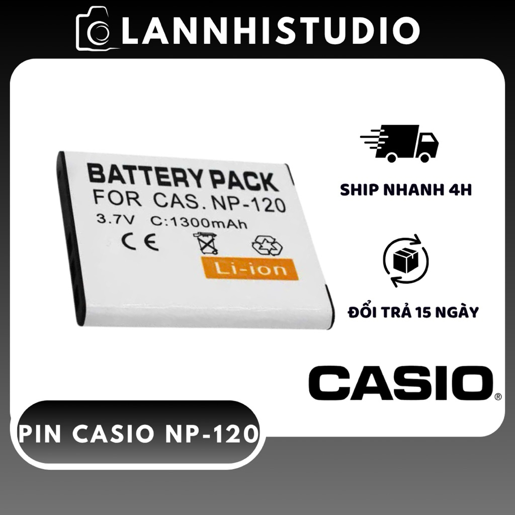 Pin Máy Ảnh Casio NP-120 - 1300mAh Cho Casio Exilim EX-ZR100, ZR200, ZR300, ZR400, ZR700, ZR1000 [HO