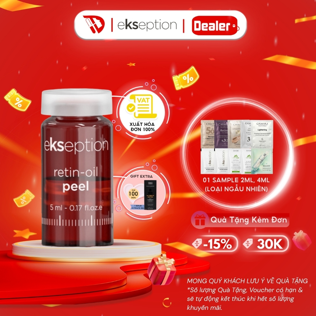 Peel Retinol Ekseption giúp căng bóng, trẻ hóa, làm sáng da Retin-oil Peel hộp 5 lọ x 5ml