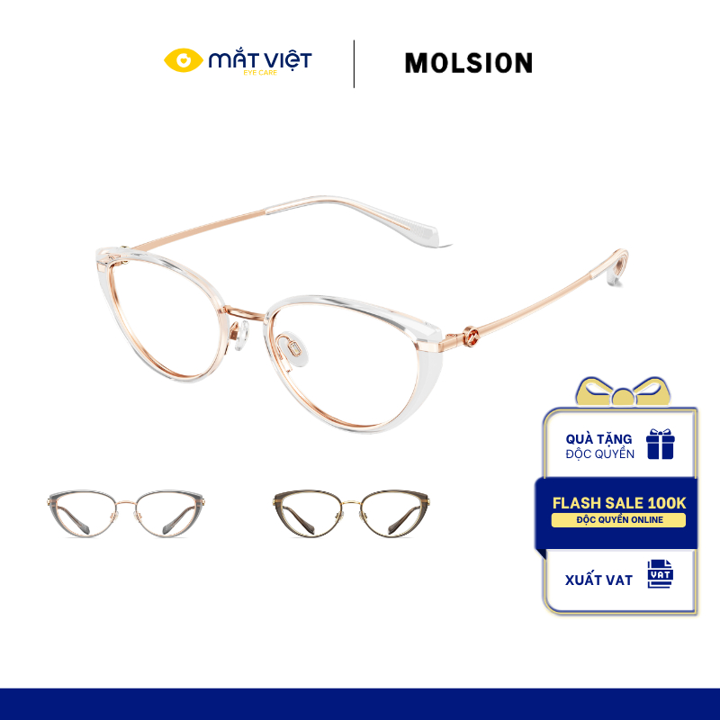 Gọng Kính Nữ MOLSION MA6029 Chính Hãng Dáng Mắt Mèo, Chất liệu Titanium chịu nhiệt