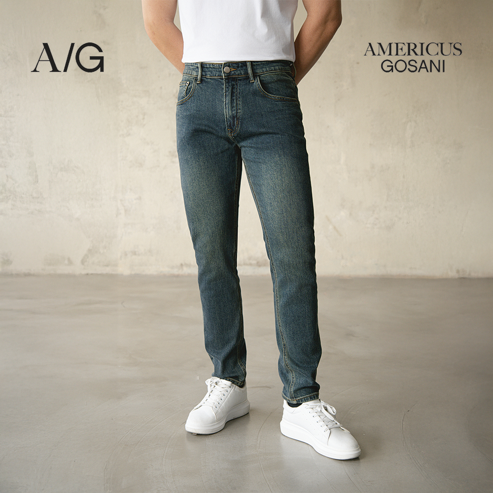 AG62 Quần Jeans Americus Gosani Trơn Form Slimfit Màu Xanh Đen