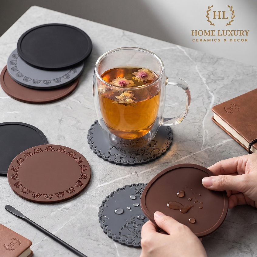 Lót Ly Silicon Chống Trượt Không Thấm Nước | Miếng Lót Cốc Cách Nhiệt, Thấm Nước Decor Quán Cafe