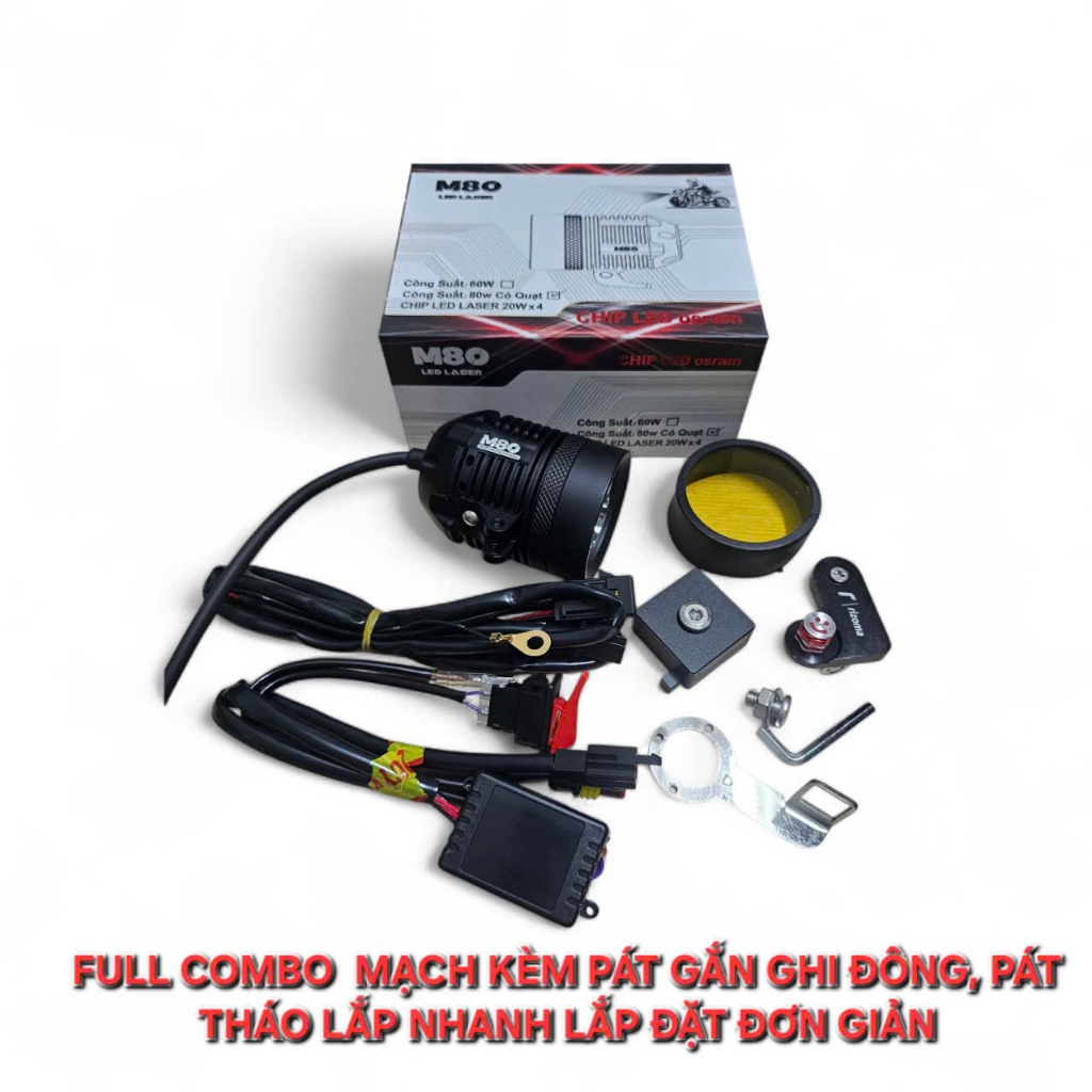 Trợ Sáng M80  80W CHÍP LED OSRAM Ánh Sáng Trắng Chạy Điện 12V Đến 24V , Bảo Hành 1 Năm ( Lắp Ngoài X