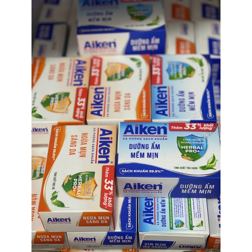 Combo 10 Xà Bông Cục Sạch Khuẩn Aiken 120g TẶNG 33% Soap xa bong Xà phòng tắm Aiken thơm lâu mịn da