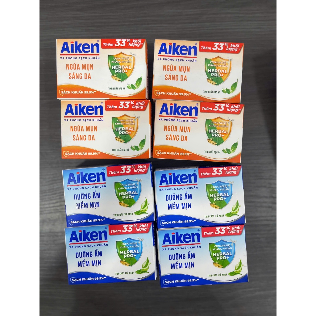 TẶNG 33% - Combo 5 Xà Bông Cục Sạch Khuẩn Aiken 120g Soap xa bong Xà phòng tắm Aiken thơm lâu mịn da