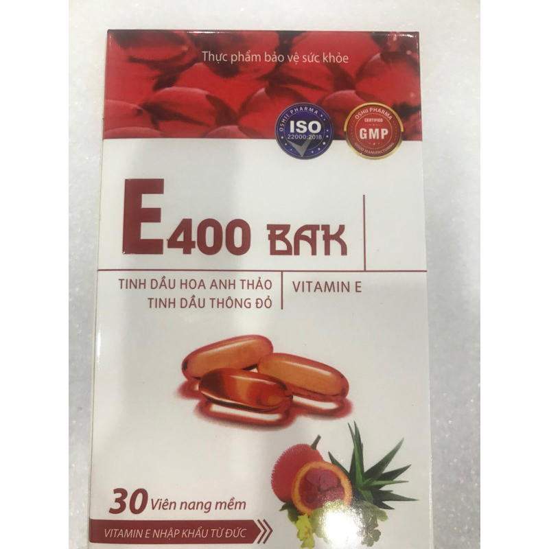 Vitamin E400 bak (tinh dầu hoa anh thảo, tinh dầu thông đỏ, vitamin e - tăng cường chống oxy hoá, lã