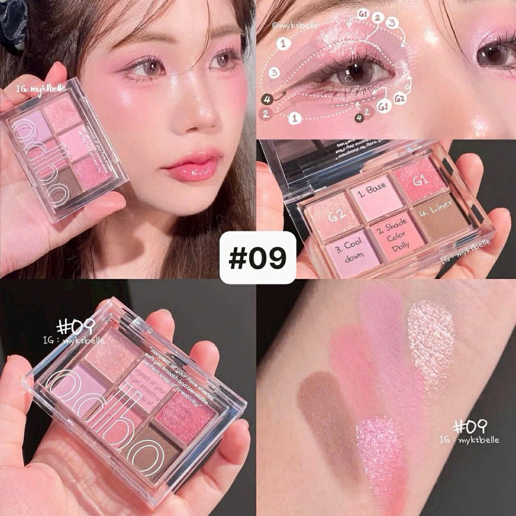 Bảng Phấn Mắt 6 Ô odbo Signature Eyeshadow Palette #09 Berry Garden - Phấn Mắt odbo Tông Hồng Tím Kh