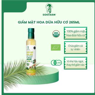 Giấm mật hoa dừa hữu cơ Sokfarm 265ml chứa giấm cái tự nhiên cải thiện hệ tiêu hóa thanh lọc cơ thể