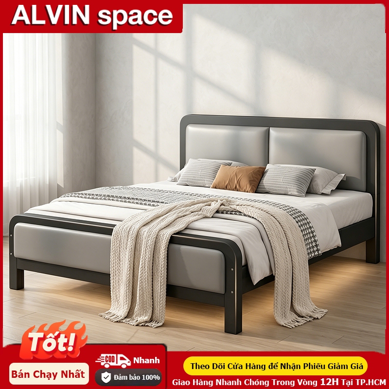 ALVIN Giường ngủ giường sắt Đầu giường bọc vải có khả năng chịu lực cực tốt, chống ẩm và chống gỉ | BigBuy360 - bigbuy360.vn