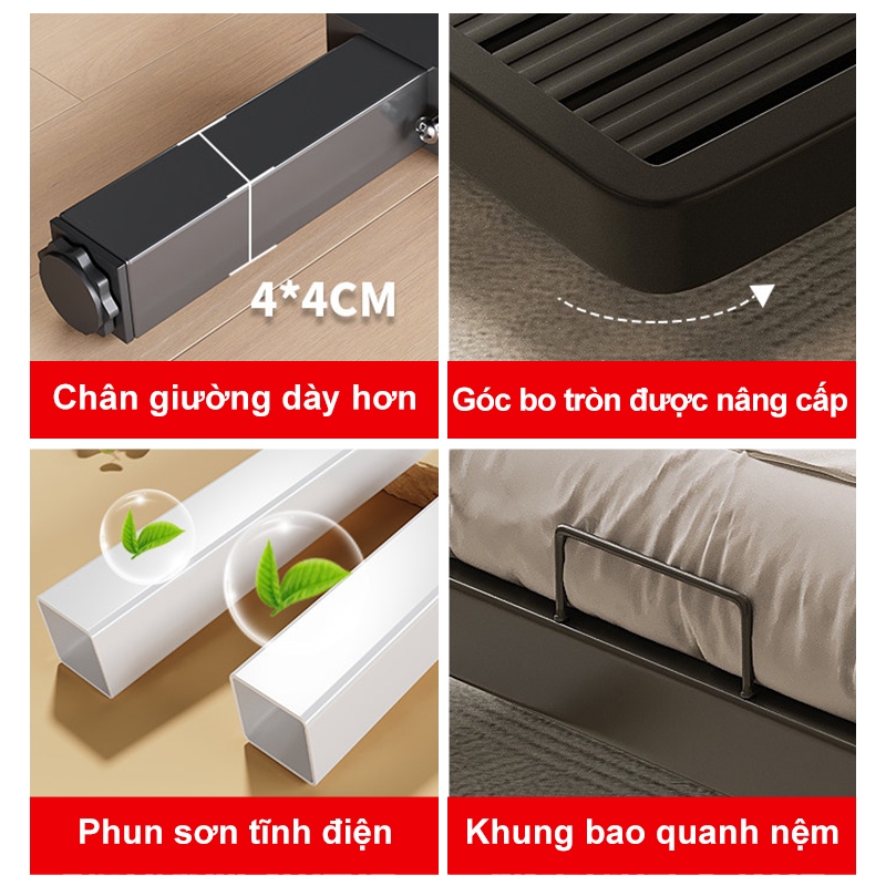 ALVIN Giường ngủ giường sắt Đầu giường bọc vải có khả năng chịu lực cực tốt, chống ẩm và chống gỉ | BigBuy360 - bigbuy360.vn