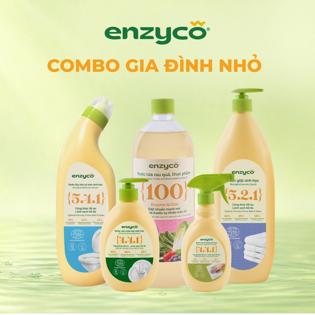 Combo Gia Đình Nhỏ - Bộ 5 Sản Phẩm Tẩy Rửa Sinh Học Enzyco