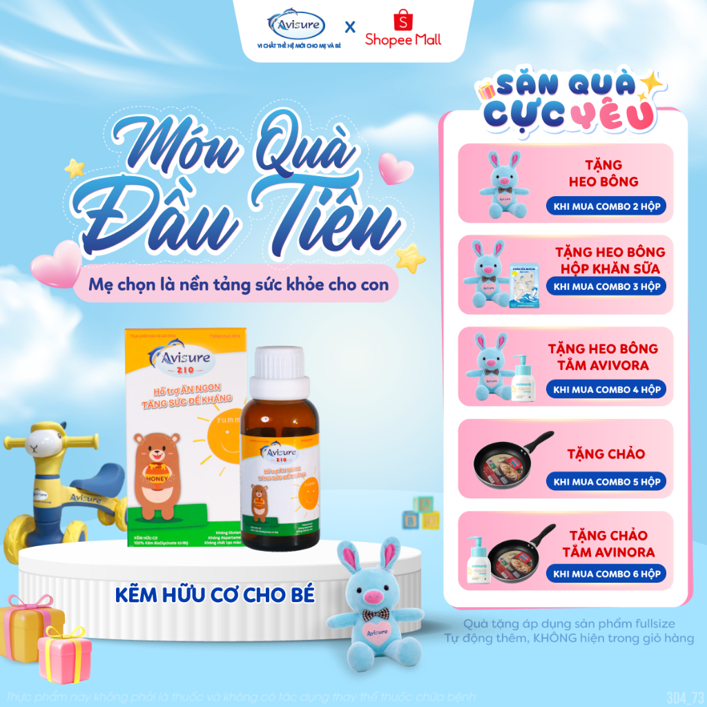 Kẽm Hữu Cơ Cho Bé Từ Mỹ TPBVSK Avisure ZiO Hỗ Trợ Ăn Ngon, Tăng Đề Kháng 30ml