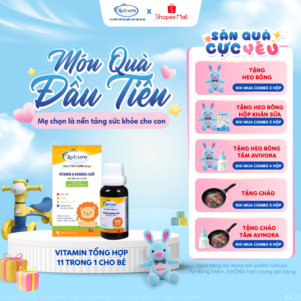 Vitamin tổng hợp cho bé Avisure Multi TPBVSK bổ sung 11 loại vitamin và khoáng chất 30ml