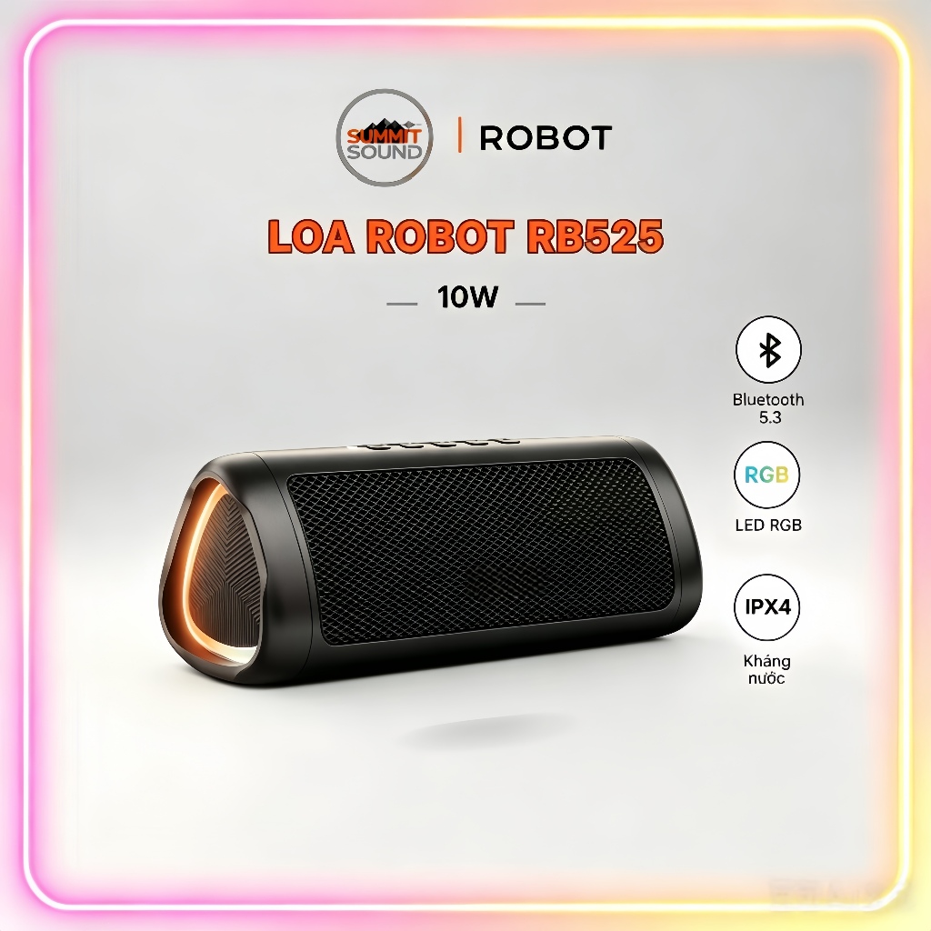 Loa Bluetooth 5.3 Robot RB525 10W Bass Mạnh  có Đèn Led RGB, Kháng Nước, Pin Trâu