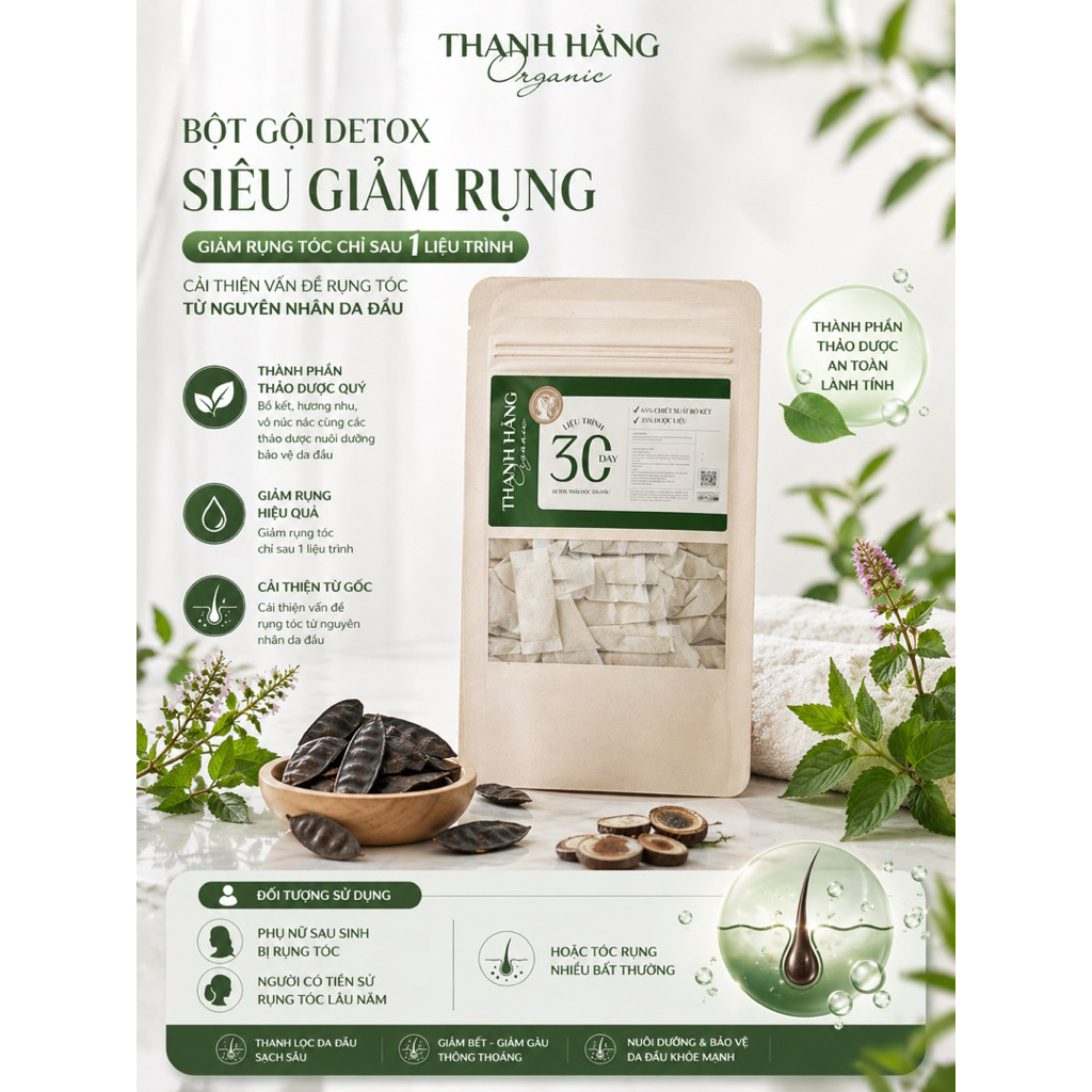 Bột Gội Dưỡng Nang Thảo Dược Organic