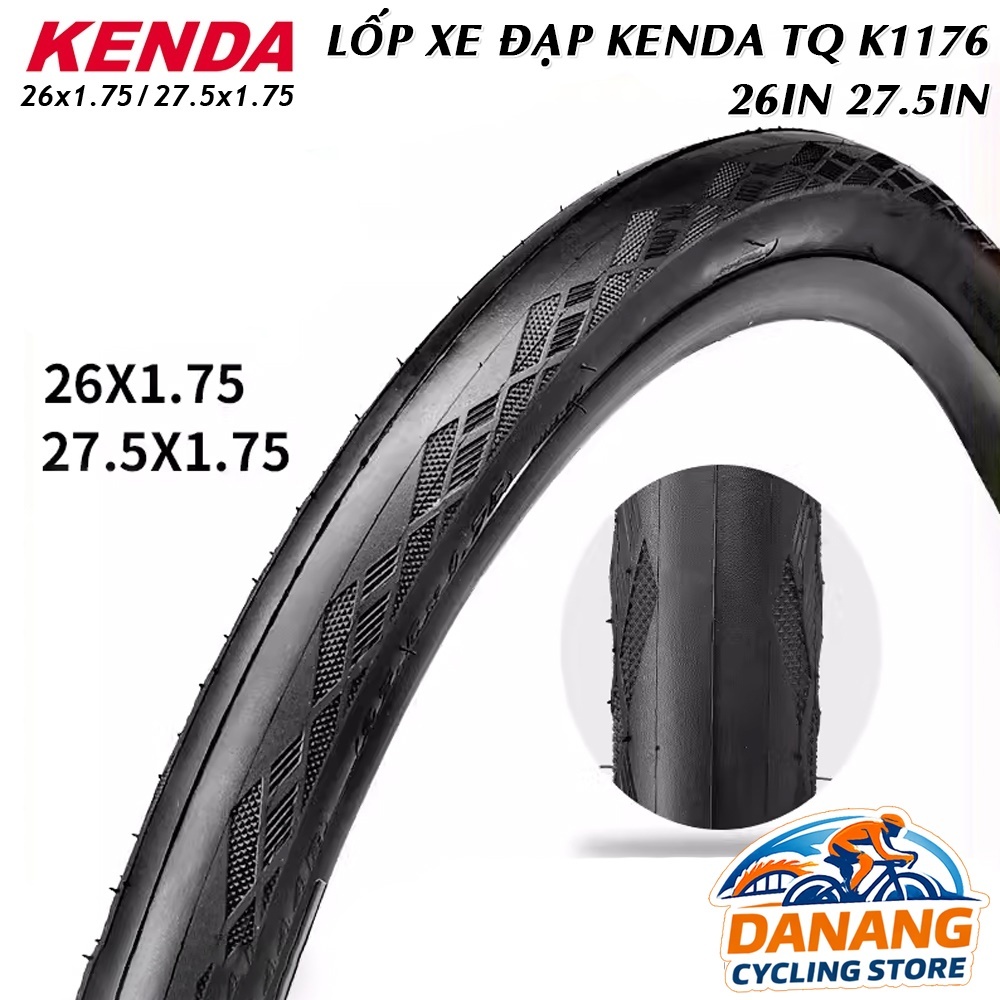 Lốp Xe Đạp Trọc KENDA K1176 26x1.75 / 27.5x1.75 – Vỏ Trơn Êm, Ít Cản