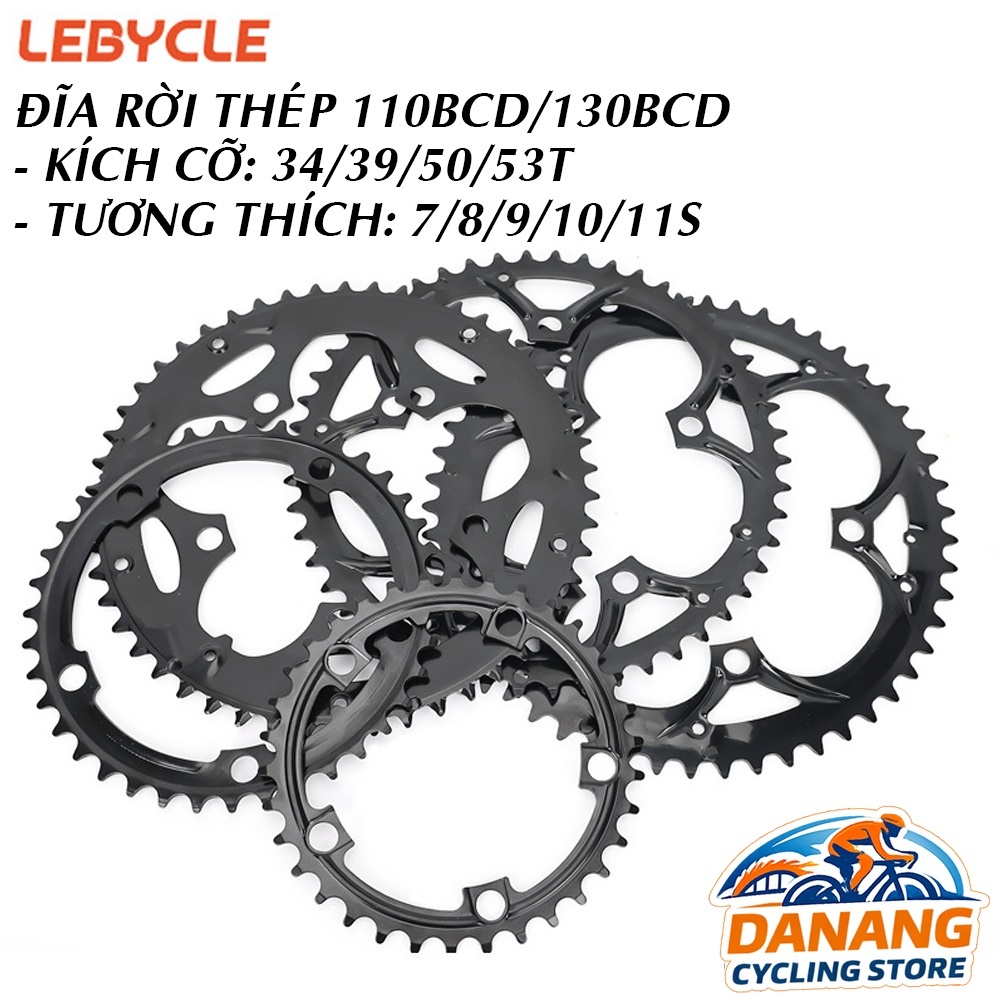 Đĩa Rời Thép Xe Đạp LEBYCLE 110BCD/130BCD 34T 39T 50T 52T – Chainring Steel