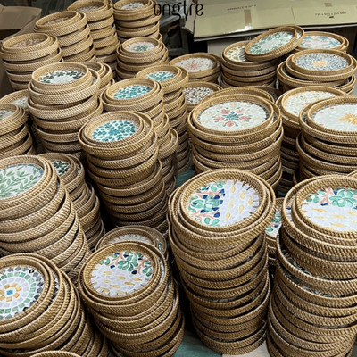 Khay Khảm Trai Viền Mây Tự Nhiên ONGTRE, Khay Đựng Đồ Đa Năng, Khay Decor, Quà Tặng Cao Cấp, Nhà Hàng, Khách Sạn, Resort