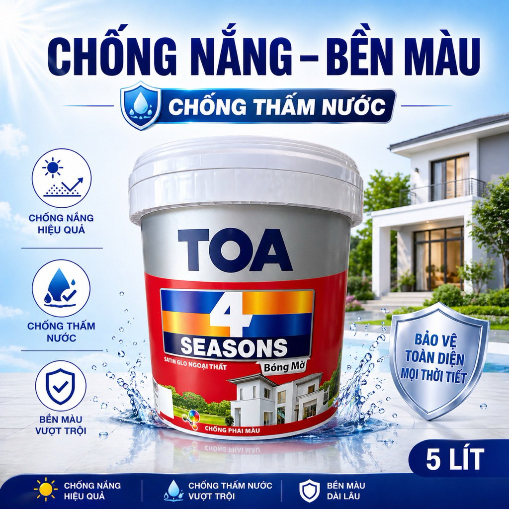 Sơn TOA 4seasons SATIN GLO NGOẠI THẤT ,Bóng Mờ 5 lít