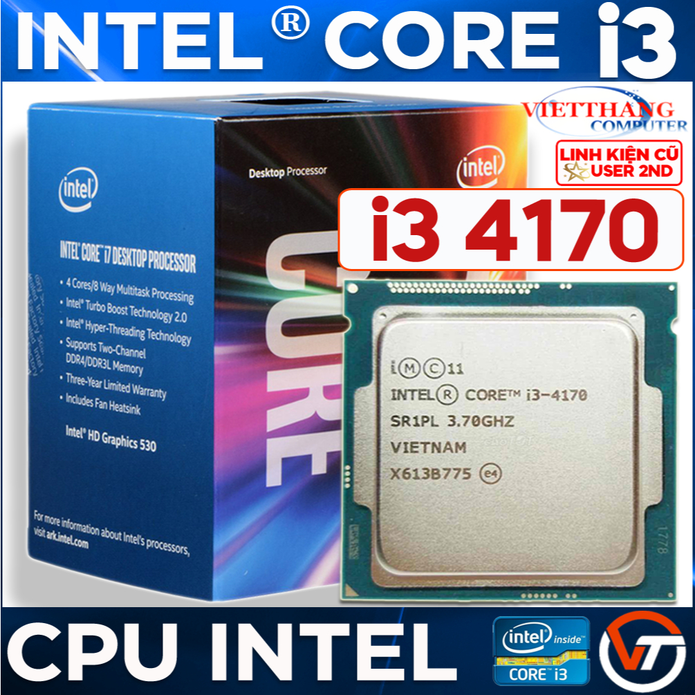 Bộ Vi Xử Lý CPU Core i3 4170 3.7 Ghz Xung cao Socket 1150 cho Main H81 B85 ...( Cũ - 2nd )