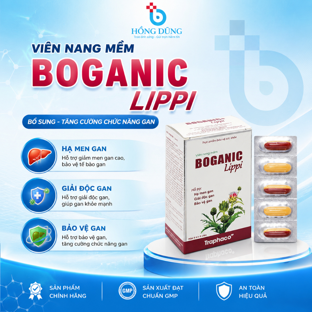Boganic Lippi Traphaco Viên Nang Mềm – Bổ Gan, Giải Độc Gan, Hạ Men Gan, Mát Gan, Giảm Nóng Trong