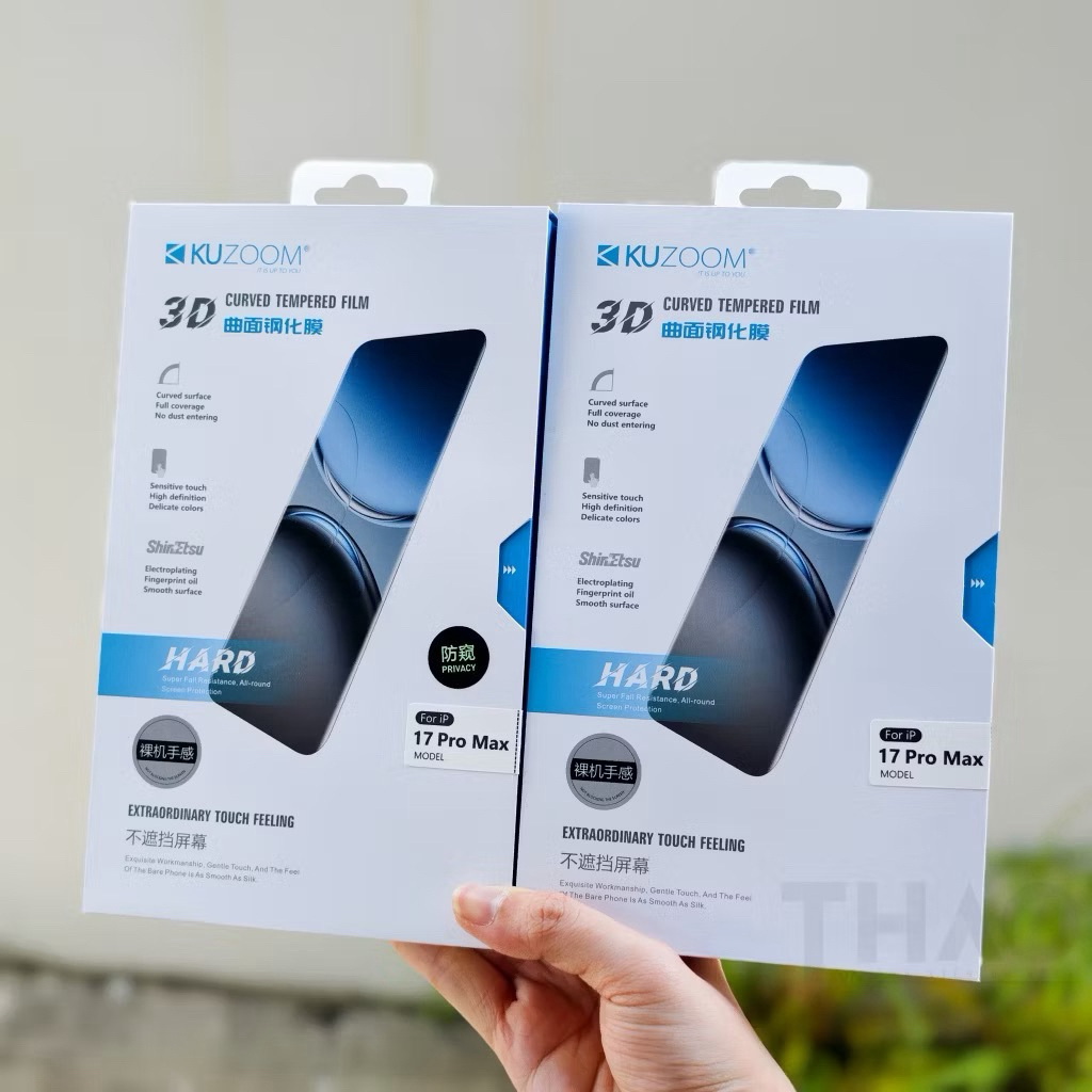 [Viền mỏng 3D] Cường lực Trong Suốt Kuzoom 3D Curved dành cho iP, viền bo cong, bảo vệ màn hình
