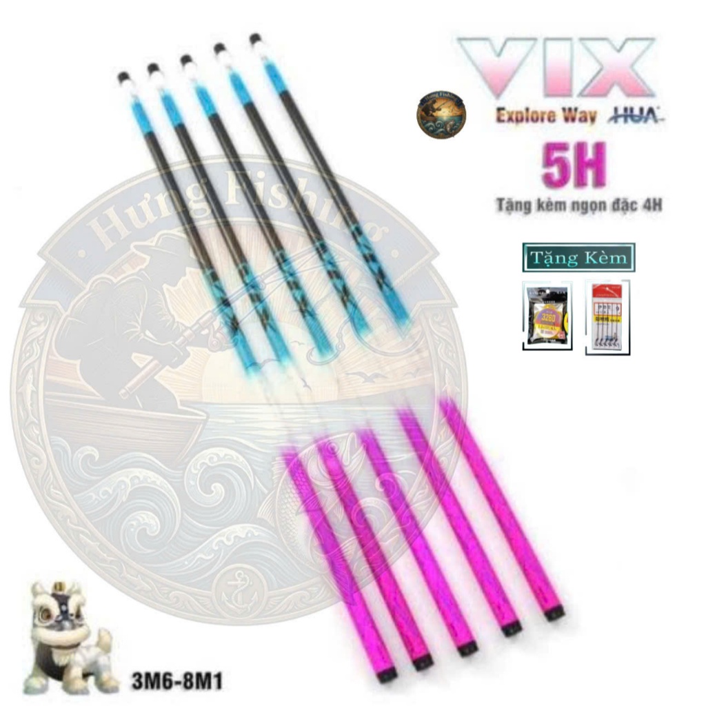 Cần câu tay HUA MX /VIX độ cứng 5H chuyên cảm giác rô diếc kèm ngọn phụ ( Quà tặng trục. thẻo )