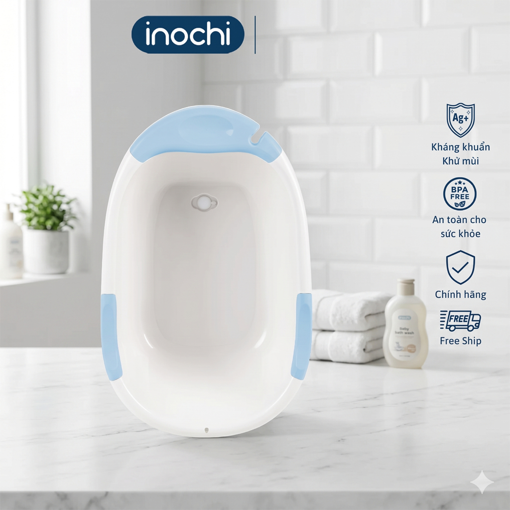 Thau tắm trẻ em Notoro Plus - Không Tựa Các góc cạnh bo tròn đảm bảo an toàn cho trẻ.