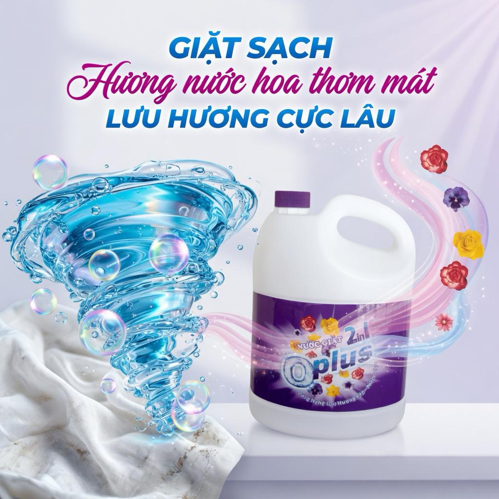 Nước Giặt OPLUS 2in1 can 3.5kg, giặt sạch, lưu hương, mềm vải, can 3.5kg