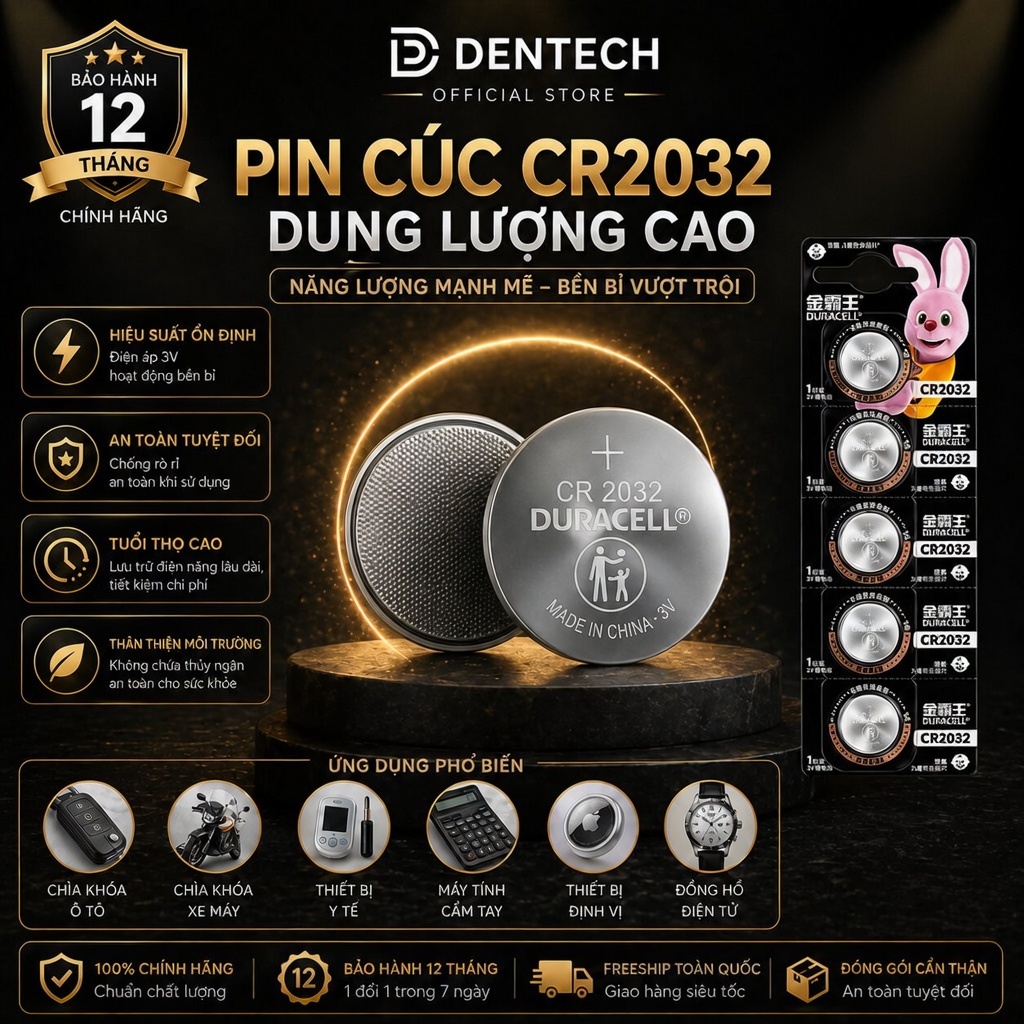Pin cúc áo CR2032 DURACELL an toàn, dung lượng cao - PIN CHO AIR.TAG/KHÓA ĐIỆN TỬ...