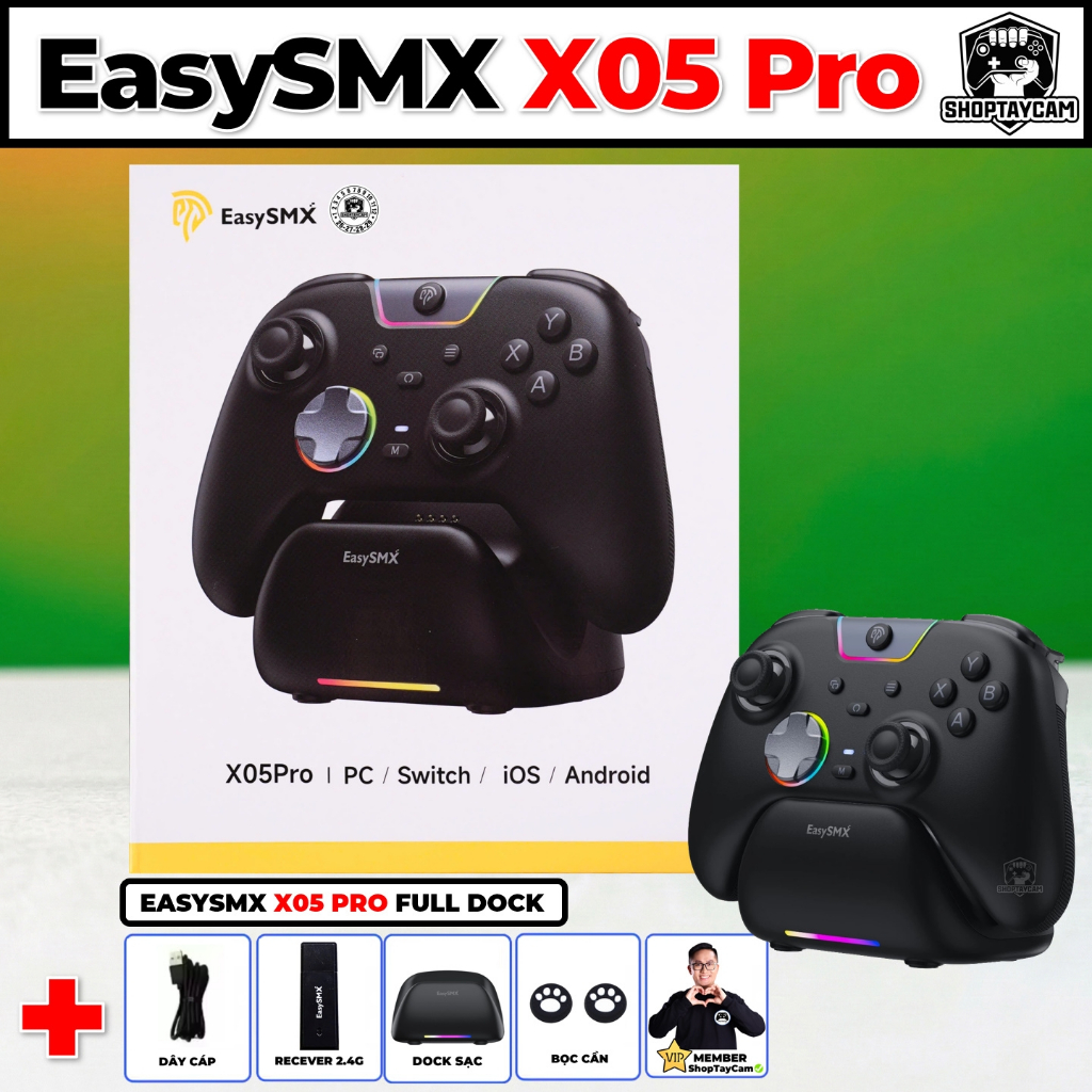 Tay Cầm EasySMX X05 - X05 Pro Chính Hãng Không Dây 2.4G, Hall Effect, 1000Hz | Bảo Hành 12 THÁNG