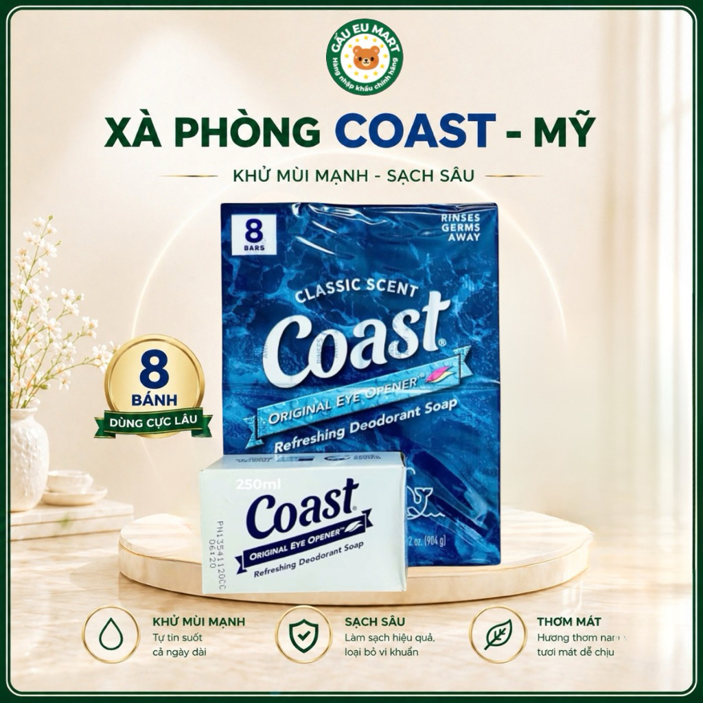 Nguyên lốc COAST 8 cục, xà phòng Coast 113g Hàng Mỹ