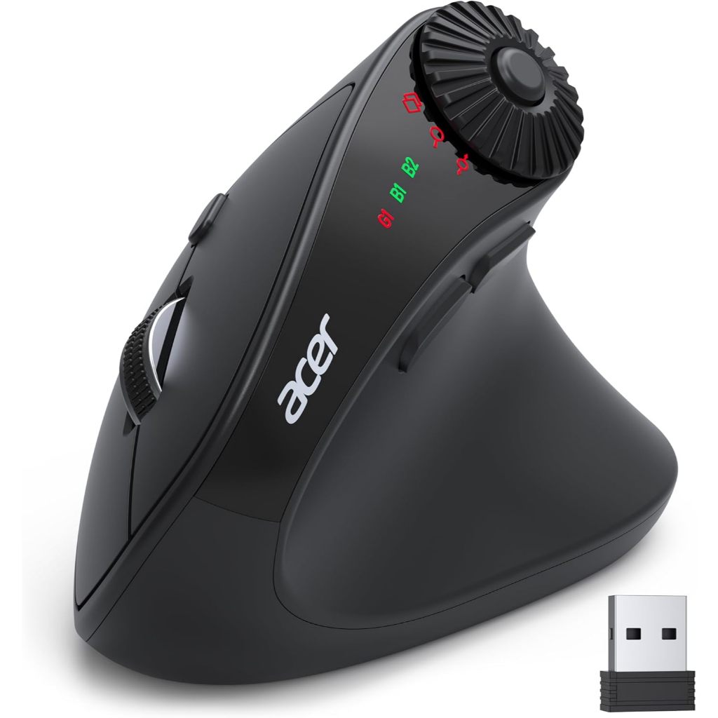 Chuột không dây công thái học acer Ergonomic Mouse Wireless with Side Scroll Wheel, Bluetooth Mouse