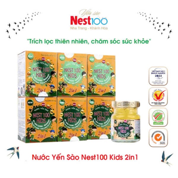 [Lốc 6] Tặng 1 Lọ | Yến Chưng Cho Bé Nest100 kids 2in1 - Tăng Cảm Giác Thèm Ăn, Tăng Đề Kháng