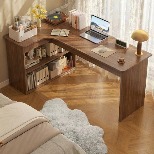 Bàn làm việc thông minh chữ L kèm kệ sách hiện đại , tiện ích tiết kiệm không gian thương hiệu HP506