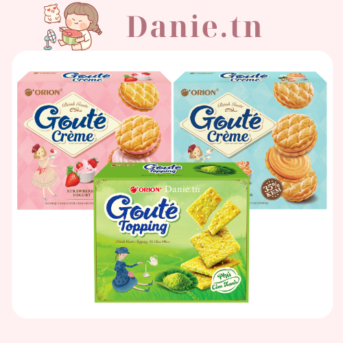 Bánh Quy Kem Goute Creme Orion Hương Vị Dâu Sữa Chua Và Bơ Đậu Phộng Hộp 16 Bánh