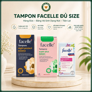 Tampon Facelle Đức – Băng Vệ Sinh Dạng Nút – Thấm Hút Tốt, An Toàn, Tiện Lợi Khi Đi Bơi, Vận Động