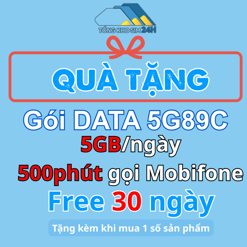 [QUÀ TẶNG KHÔNG BÁN] Gói data tặng kèm khi mua sim VNsky gói 5G89C có 5GB/ngày và 500 phút gọi Mobi