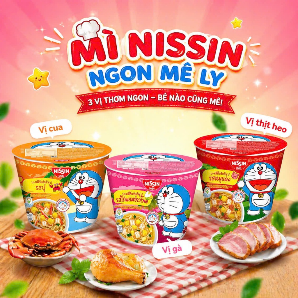 Lốc 6 hộp Mì Doremon Nissin Thái Lan cho bé siêu ngon ăn là nghiền