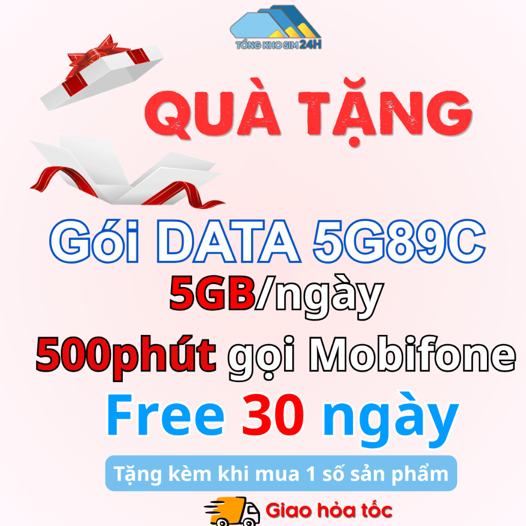 [Tặng kèm không bán] Gói cước tặng data 5Gb/ngày và 500 phút gọi Mobi khi mua sim Vnsky 5G89C
