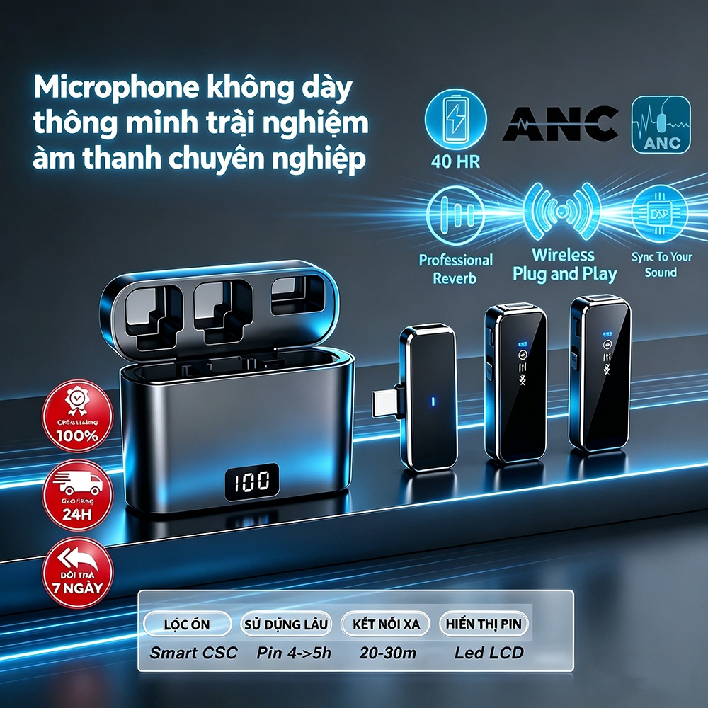 Mic Thu Âm Không Dây Cho Điện Thoại M31 - Bật Tắt Lọc Ồn - Micro Ghi Âm