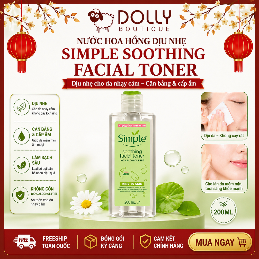 NƯỚC HOA HỒNG SIMPLE SENSITIVE SKIN EXPERTS SOOTHING FACIAL TONER 200ml