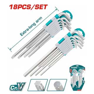 Bộ chìa lục giác đầu bằng và bông TOTAL THT106KT0181 chất liệu thép Cr-V cứng cáp chịu lực cao