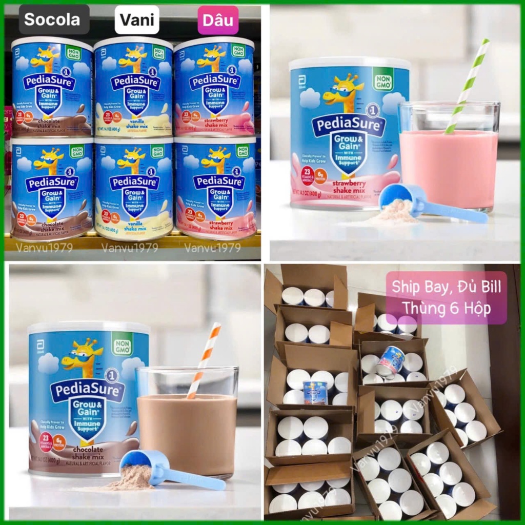 ❤️(HCM) [Date 3/2027] Sữa Bột Pediasure Mỹ Vani & Socola & Dâu 400g Chuẩn Xịn, Có Bill Ship Air Sale
