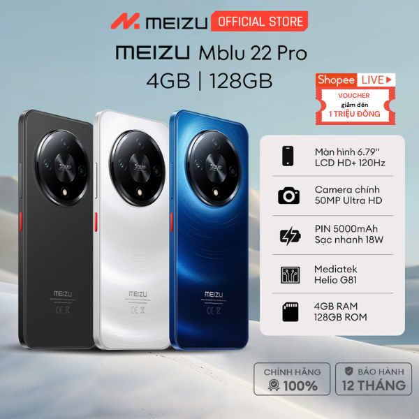 Điện Thoại Meizu M22 Pro NFC (4+4)/128GB l Mediatek Helio G81 l Màn Hình 6.79" HD+ 120Hz l Pin 5000mAh | BigBuy360 - bigbuy360.vn