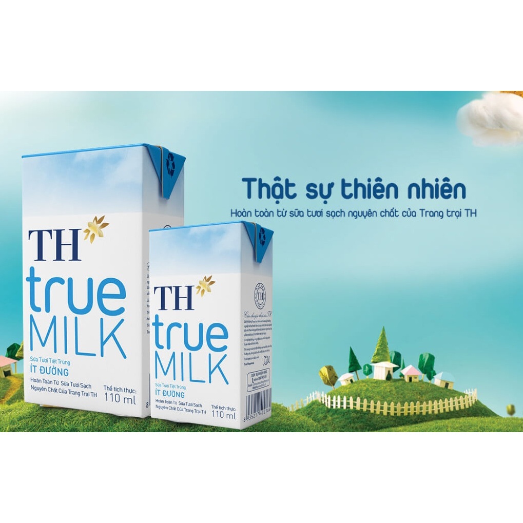 Thùng 48 hộp ID 110ML - sữa tươi tiệt trùng ít đường TH true MILK 110ml