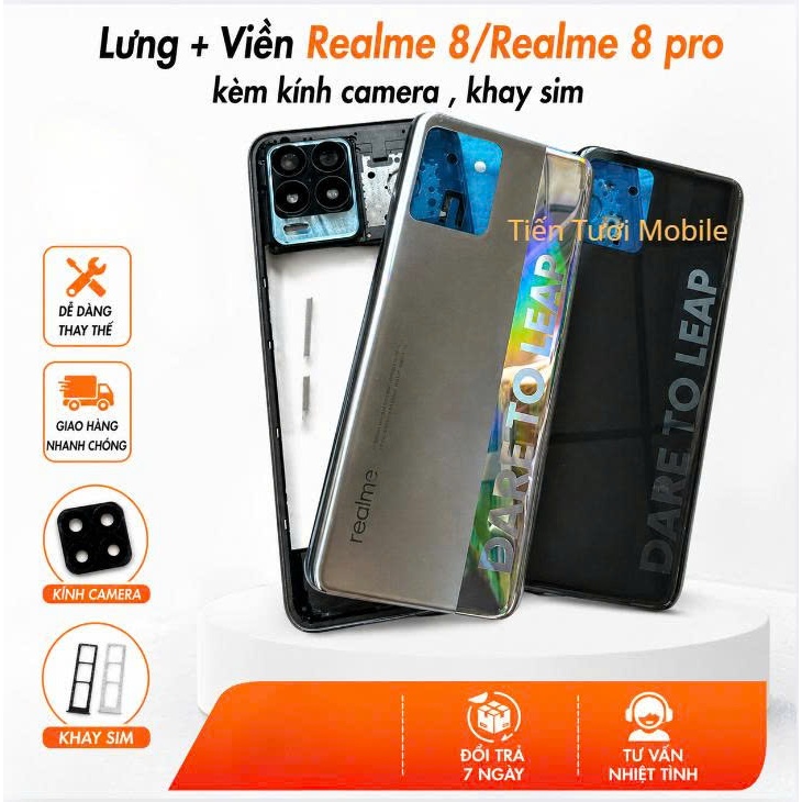 Vỏ lưng + viền oppo realme 8,Realme 8 pro ,kèm khay sim,kính camera,phím sườn