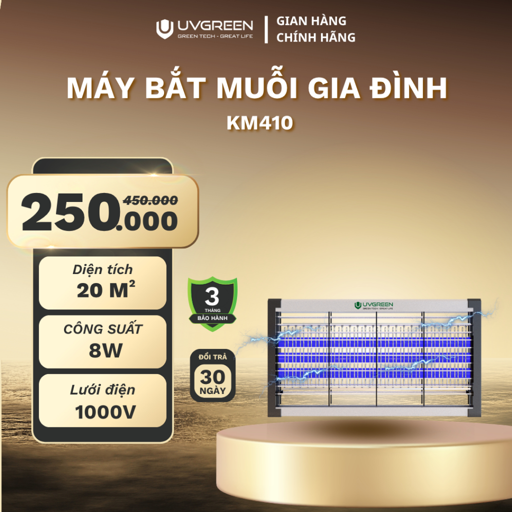 Máy Bắt Muỗi, Ruồi Và Côn Trùng Thông Minh UVGREEN KM420, KM430, KM440 – Công Suất 20-40W, Hiệu Quả 