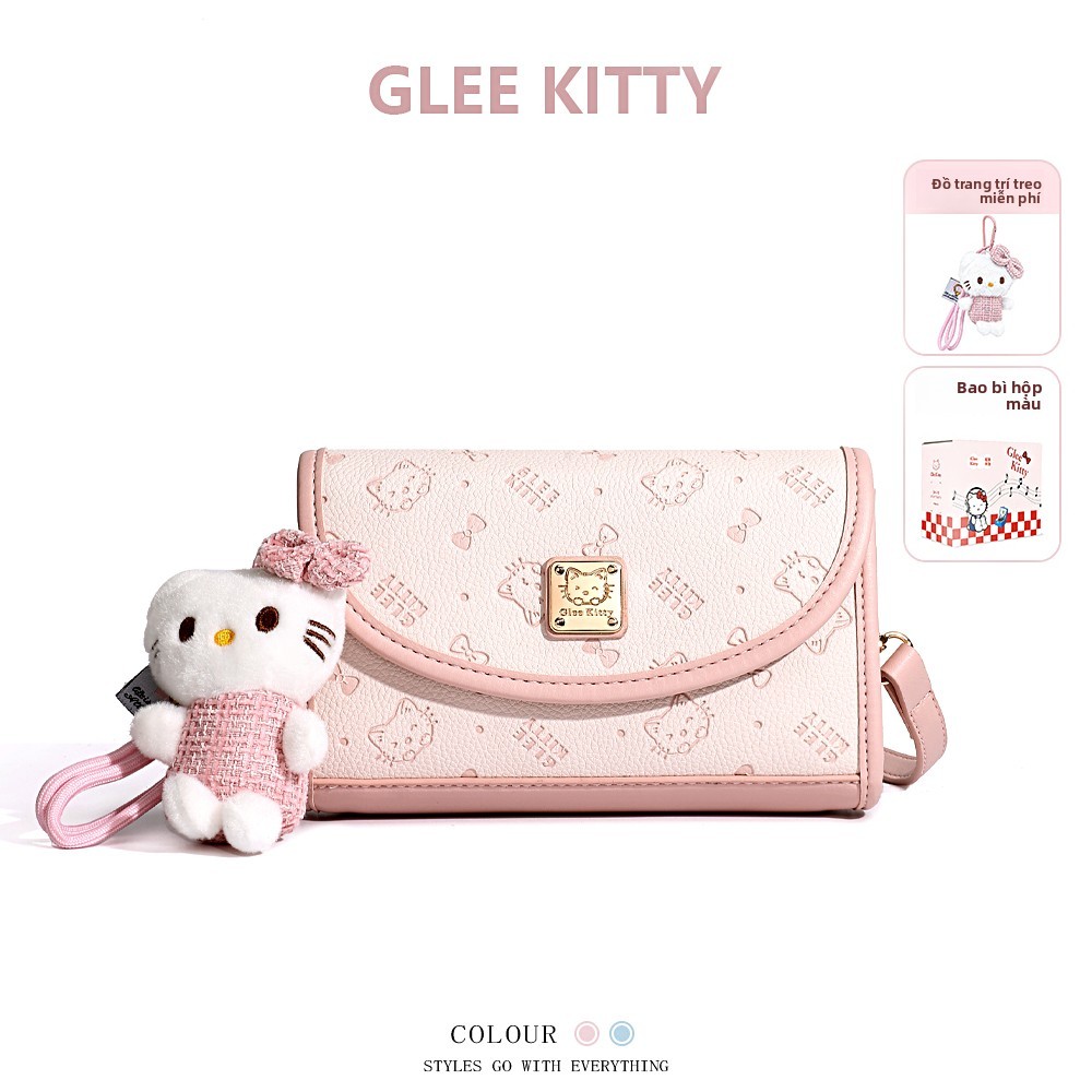 Glee Kitty nữ  Túi đeo chéo nhỏ xinh, in hình Kitty dễ thương, dành cho học sinh, phong cách ngọt ng