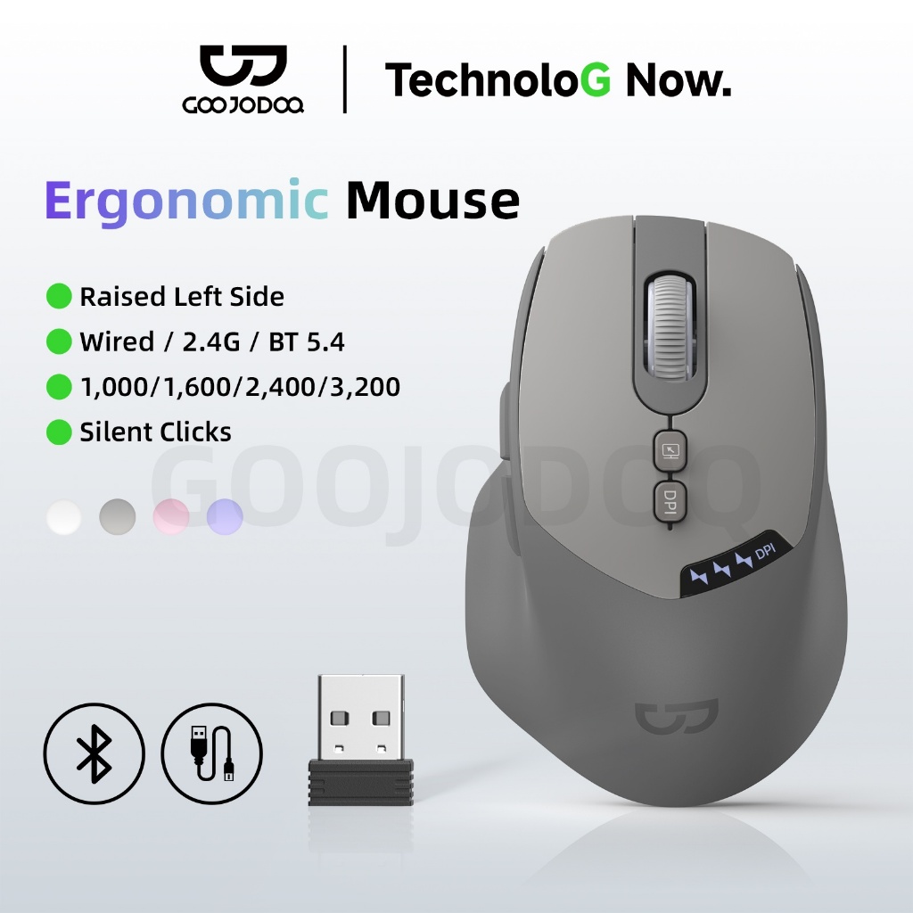 Chuột Không Dây GOOJODOQ 3 Chế Độ Kết Nối, Chuột Êm, Pin 50 Giờ, 4 DPI, 7 Nút, 4 Màu Thời Trang | BigBuy360 - bigbuy360.vn